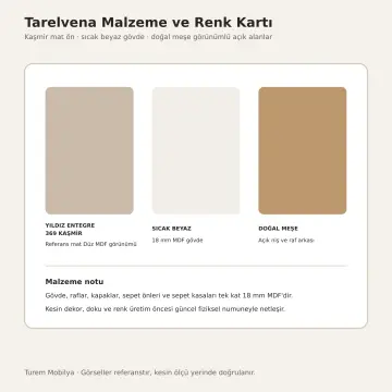 Tarelvena Düz MDF Yan Yana İki Makine, Depolama Kuleli ve Çift Sepetli Dolap 220 cm