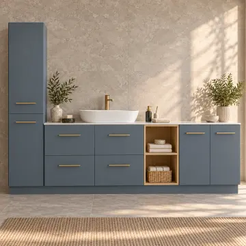 Velyarissa Membran Boy Dolaplı, Dört Çekmeceli ve İki Açık Gözlü Banyo Dolabı 250 cm