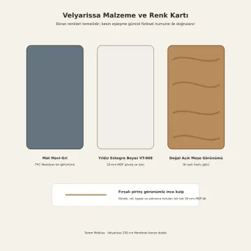Velyarissa Membran Boy Dolaplı, Dört Çekmeceli ve İki Açık Gözlü Banyo Dolabı 250 cm