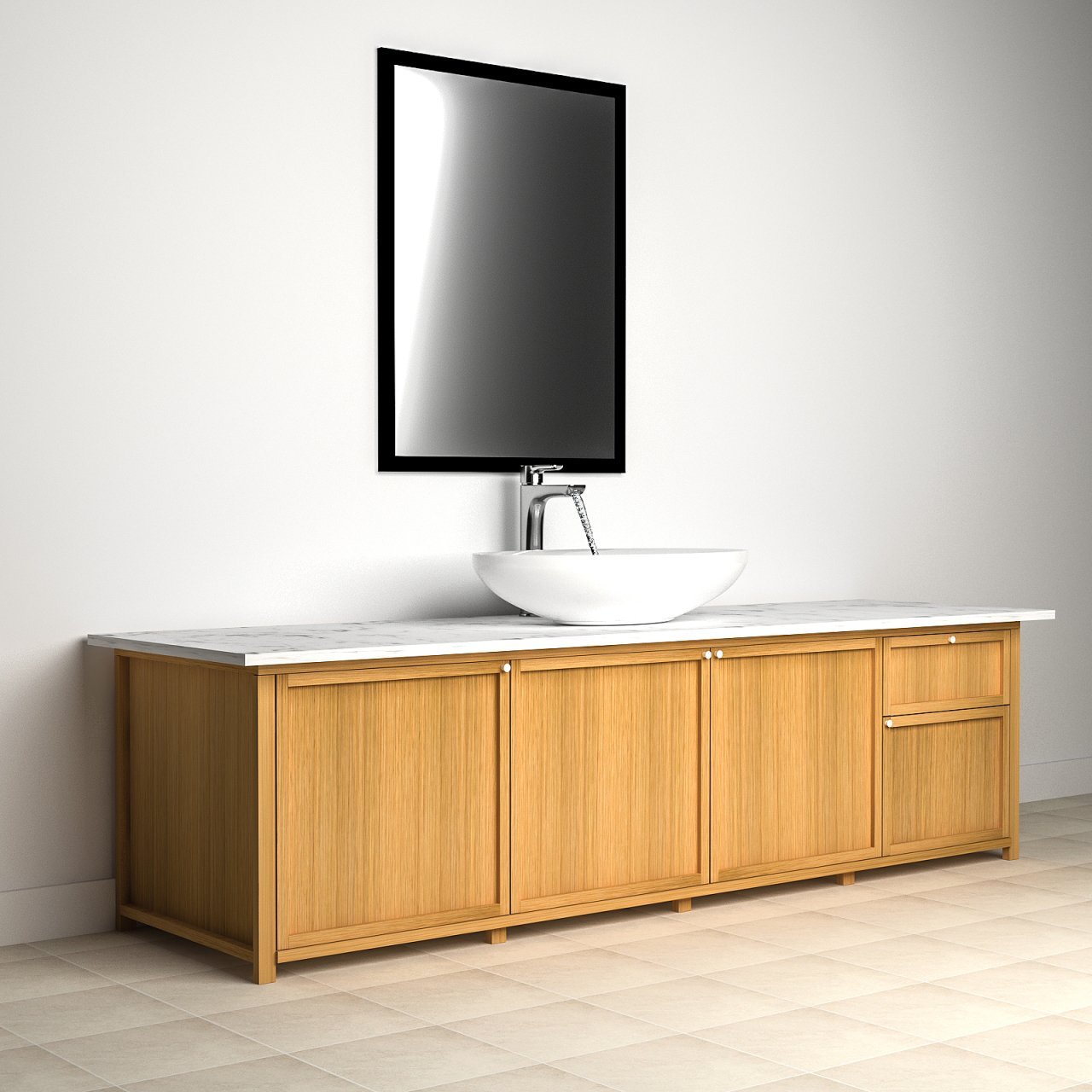 Çiçek Doğal Ahşap Tezgah Altı Dolap