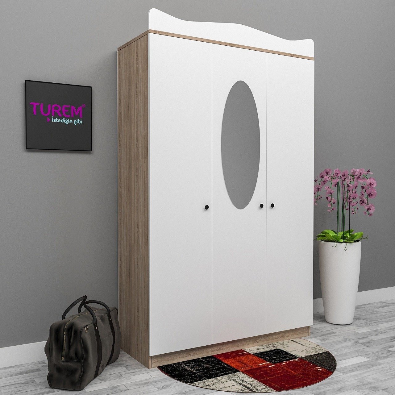 3 Kapılı Taçlı Gardrop