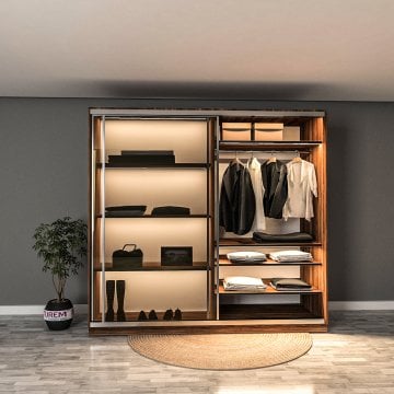 Lagina Reflekte Camlı Sürgülü Gardırop