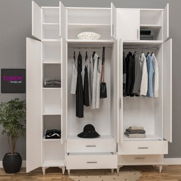 5 Kapılı Üstü Dolaplı Gardırop