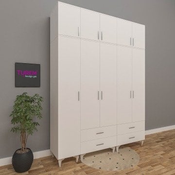 5 Kapılı Üstü Dolaplı Gardırop