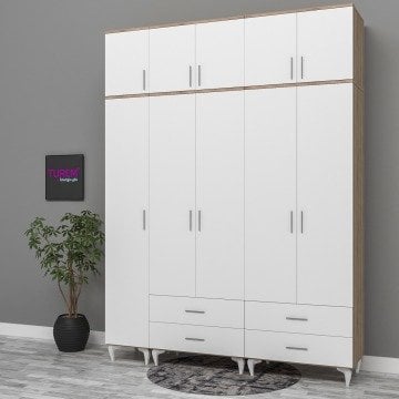 5 Kapılı Üstü Dolaplı Gardırop