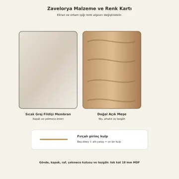 Zavelorya 200 cm Üç Kemer Nişli Altı Çekmeceli Membran Kahve Köşesi