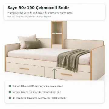 Saye 90x190 Çekmeceli Sedir