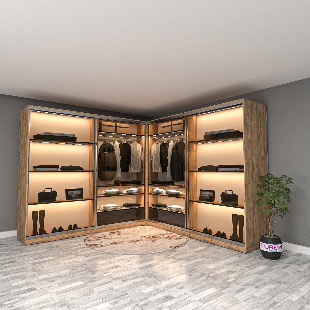 Lagina Reflekte Camlı L Sürgülü Gardırop