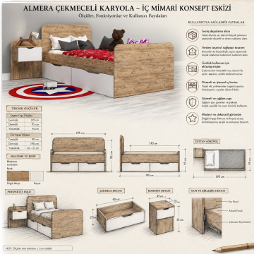 Almera Çekmeceli Karyola