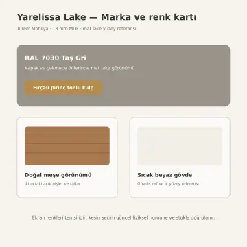 Yarelissa Lake Çift Yan Açık Havlu Nişli Orta Üç Çekmeceli Banyo Dolabı 200 cm