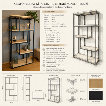 Glayör Metal Kitaplık