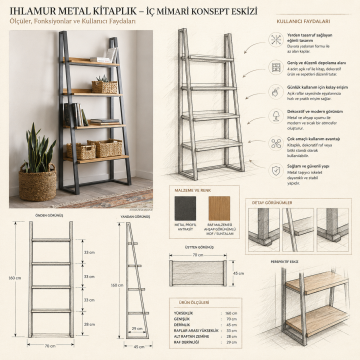 Ihlamur Metal Kitaplık