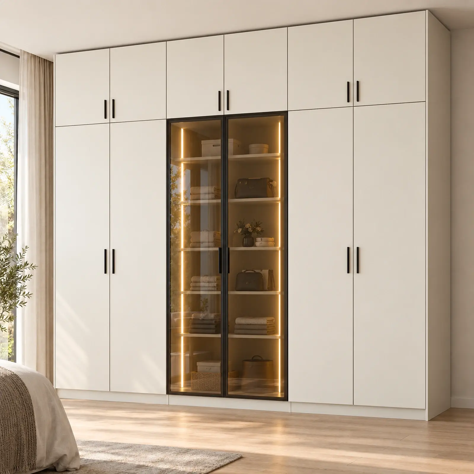 Lunera 240 Reflekte Camlı Dikey LED’li MDF Gardırop