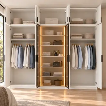 Lunera 240 Reflekte Camlı Dikey LED’li MDF Gardırop
