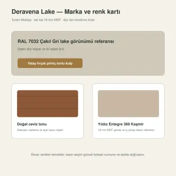 Deravena Lake Tek Makine, Çift Sepet ve Açık Havlu Kuleli Dolap 220 cm