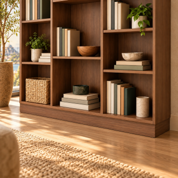 Mihver 120 Ceviz Asimetrik Açık Raflı Kitaplık