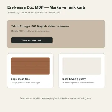 Erelvessa Düz MDF Tek Makine, Üç Çekmeceli Katlama Modülü ve Çift Açık Havlu Nişli Dolap 220 cm