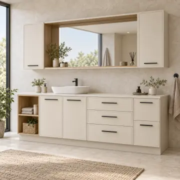 Feylissa Membran Açık Havlu Kuleli Üç Çekmeceli Banyo Dolabı 220 cm