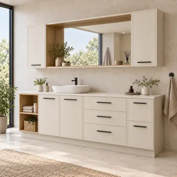 Feylissa Membran Açık Havlu Kuleli Üç Çekmeceli Banyo Dolabı 220 cm