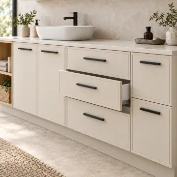 Feylissa Membran Açık Havlu Kuleli Üç Çekmeceli Banyo Dolabı 220 cm