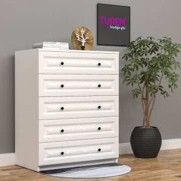 Gül 5 Çekmeceli Şifonyer Membran Kapak