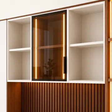 Duru 240 Premium Reflekte Camlı Kitaplıklı Gardıroplu Çalışma Masası