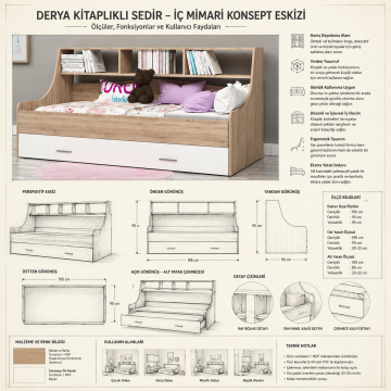 Derya Kitaplıklı Sedir