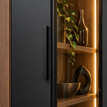 Meridyen 160 Antrasit Reflekte Camlı Dikey LED Kitaplık