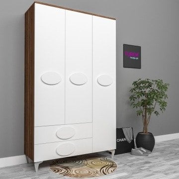 3 Kapılı Oval Kulplu Gardırop