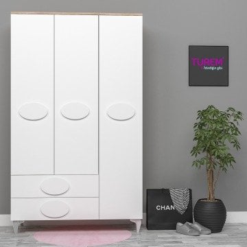3 Kapılı Oval Kulplu Gardırop
