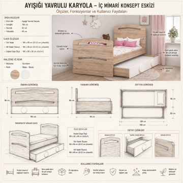 Ayışığı Yavrulu Karyola