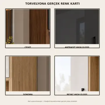 Torvelyona 200 cm Çift Çapraz Nişli Altı Çekmeceli High Gloss Kahve Köşesi