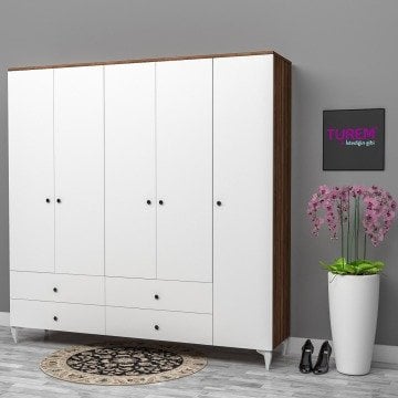 5 Kapılı Oval Kulplu Gardırop