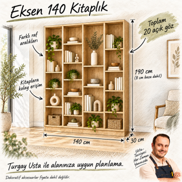 Eksen 140 Sonomo Asimetrik Açık Raflı Kitaplık