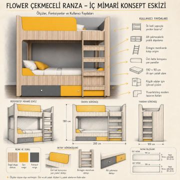 Flower Çekmeceli Ranza