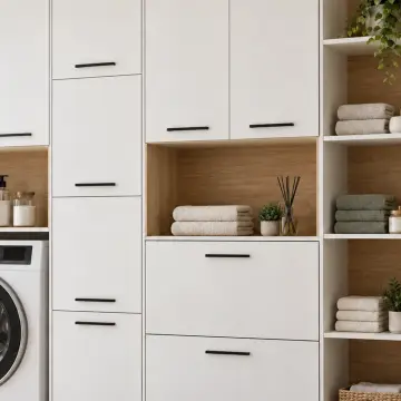 Varelvena Düz MDF Tek Makine, Çift MDF Sepet Kasalı Açık Tekstil Kuleli Dolap 240 cm