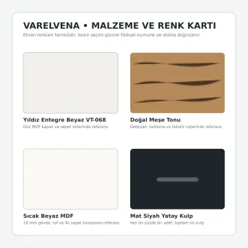 Varelvena Düz MDF Tek Makine, Çift MDF Sepet Kasalı Açık Tekstil Kuleli Dolap 240 cm