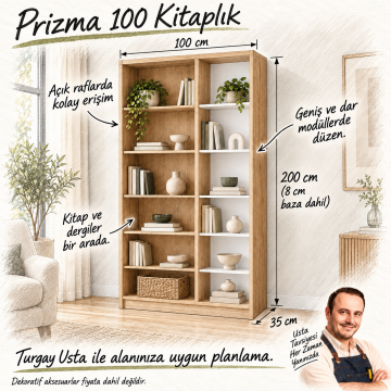 Prizma 100 Sonomo Asimetrik Açık Raflı Kitaplık