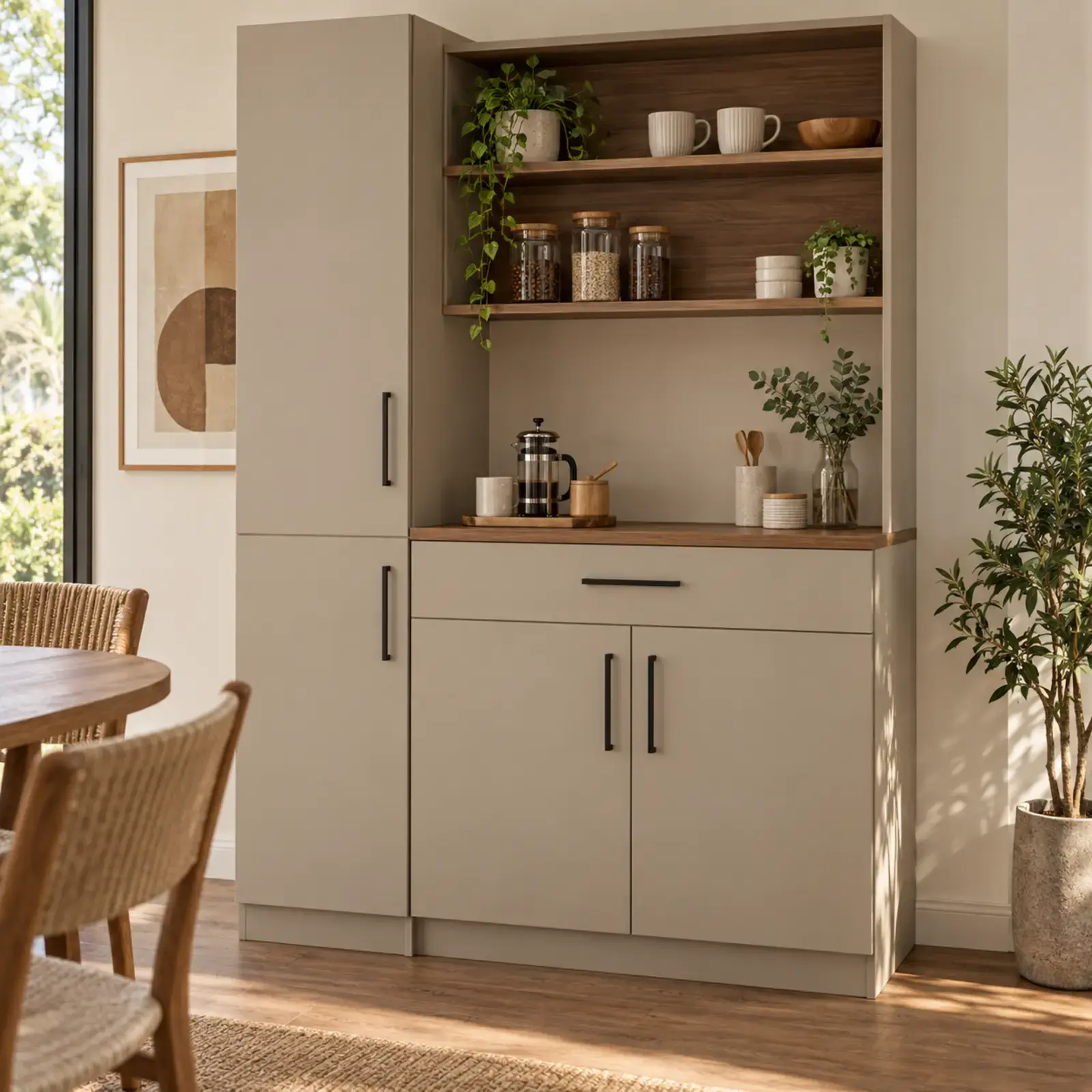 Orliva 120 cm Boy Dolaplı Düz MDF Kahve Köşesi