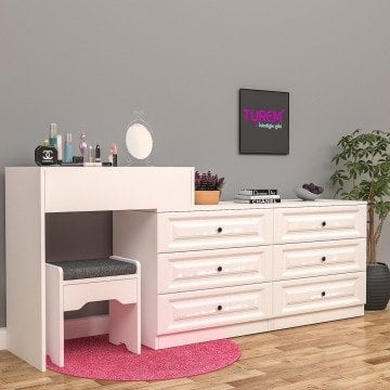 Ice Membran 6 Çekmeceli Makyaj Masası