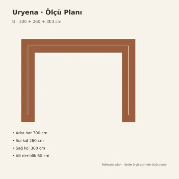 Uryena RAL 7035 Lake Çekilir Dört Kapaklı Güveç Tenceresi Beşikli U Mutfak Dolabı