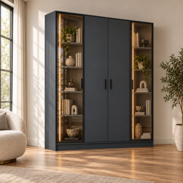 Seren 160 Antrasit Yarı Reflekte Yarı Kapaklı LED Kitaplık