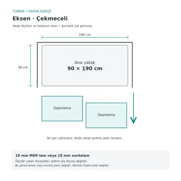 Eksen 90x190 Çekmeceli Sedir