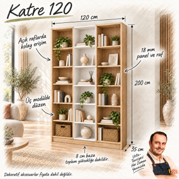 Katre 120 Sonomo Asimetrik Açık Raflı Kitaplık