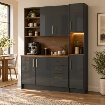 Nuvessa 145 cm LED Nişli High Gloss Kahve Köşesi