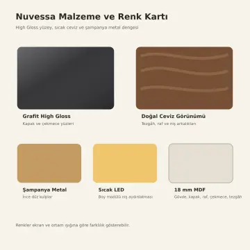 Nuvessa 145 cm LED Nişli High Gloss Kahve Köşesi
