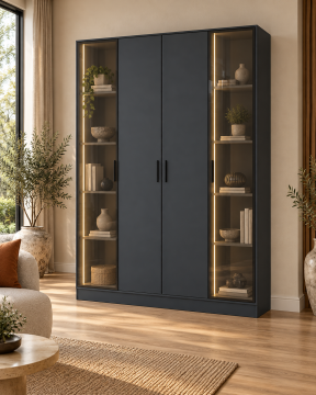 Belis 160 Antrasit Yarı Reflekte Yarı Kapaklı LED Kitaplık