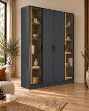 Belis 160 Antrasit Yarı Reflekte Yarı Kapaklı LED Kitaplık