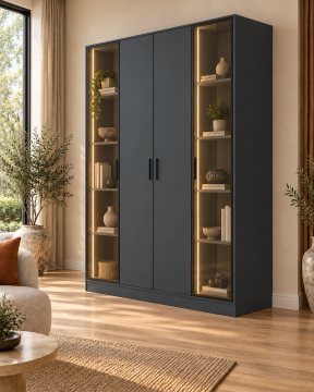 Belis 160 Antrasit Yarı Reflekte Yarı Kapaklı LED Kitaplık
