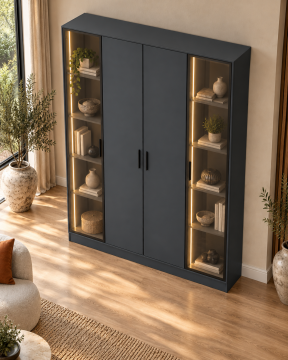 Belis 160 Antrasit Yarı Reflekte Yarı Kapaklı LED Kitaplık